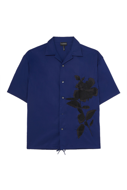 Floral Embroidered Bowling Shirt